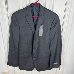 Michael Kors Mens Gray Blue Plaid‎ Blazer Jacket Suit Coat Size 40 Long NWT